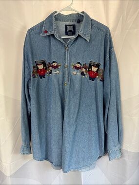 Quizz Size 20 Teachers Themed Denim Long Sleeve Button Down